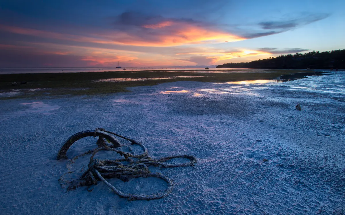 White sand and shallow turquoise water at Santiago Bay, Camotes Islands, Cebu