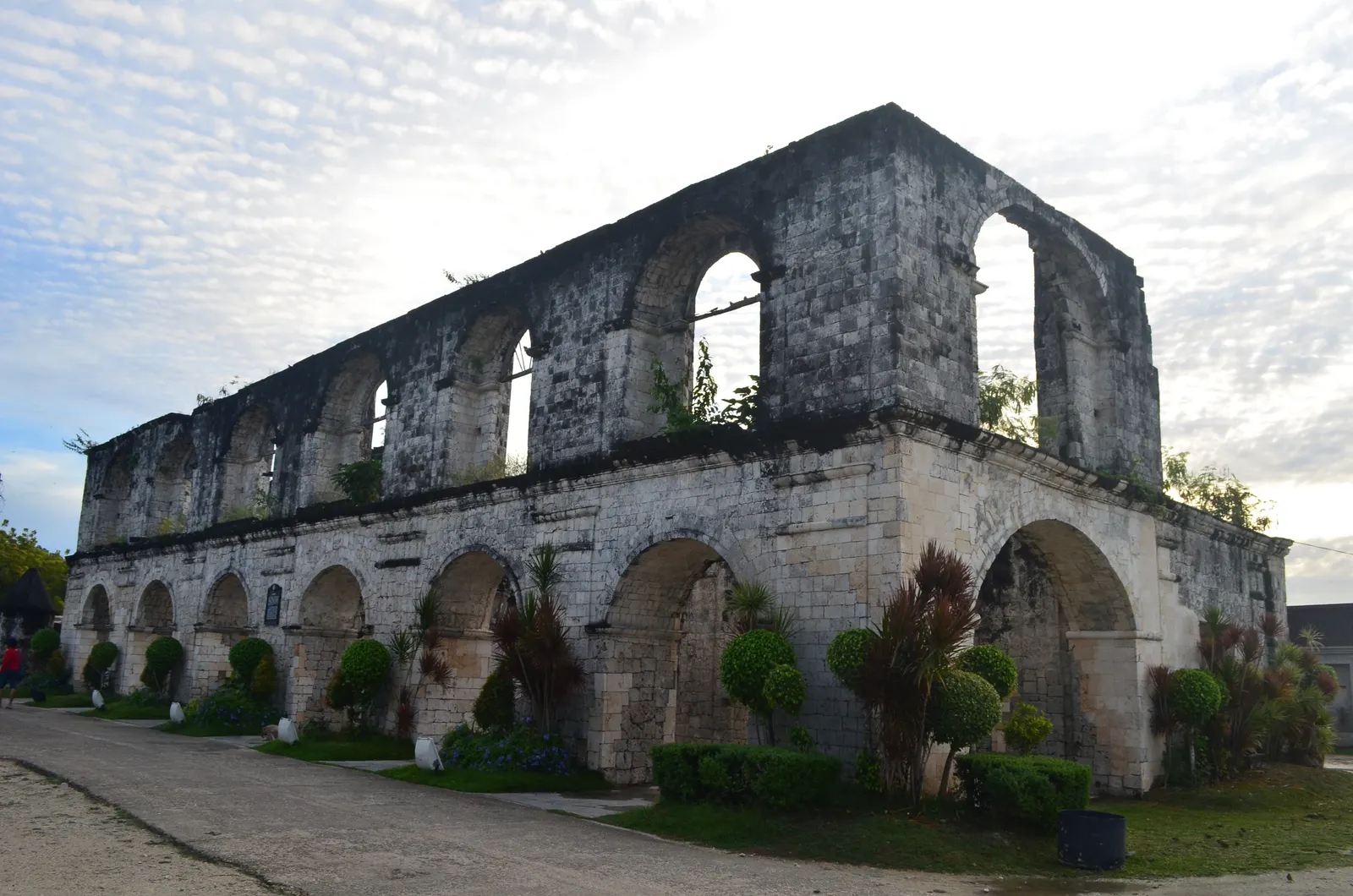 The old coral-stone Cuartel ruins in Oslob Heritage Park, Cebu